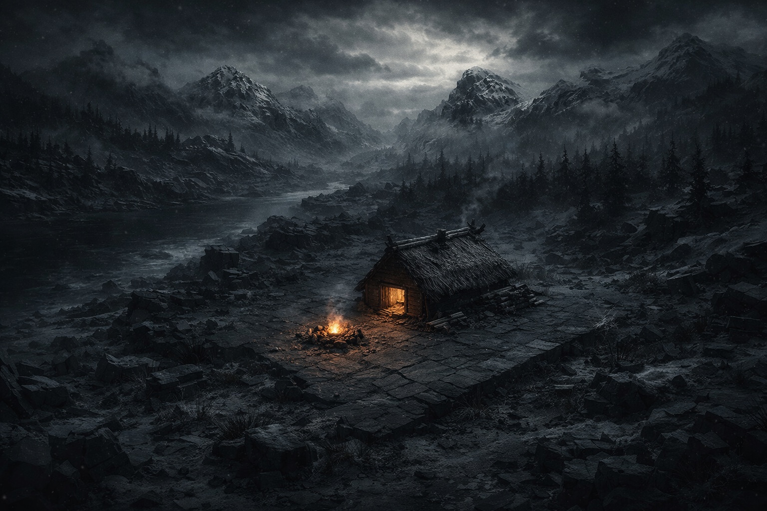 A single valley enduring age after age — a lone campfire against the dark, the long winter closing in